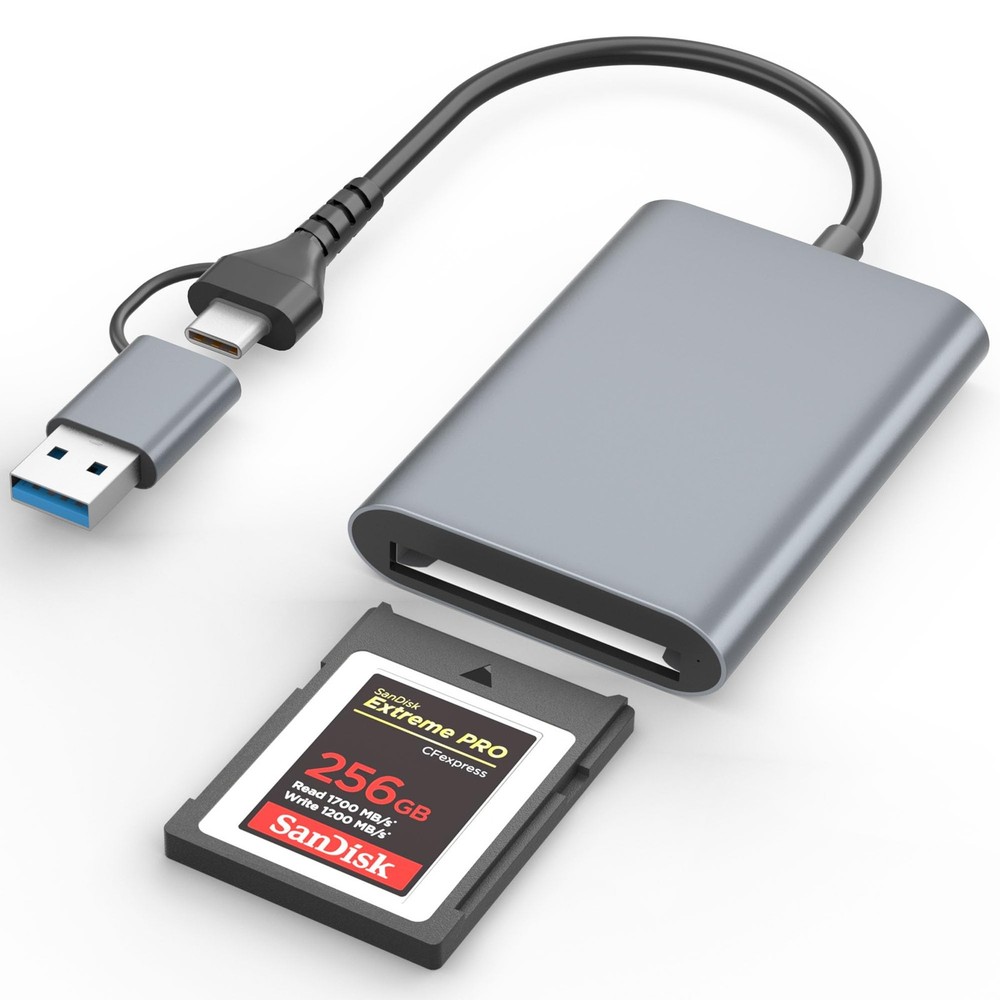 Lecnvuo CFexpress Type B Card Reader with USB 3.2 (Gen 2) 10Gbps, Silver Gray