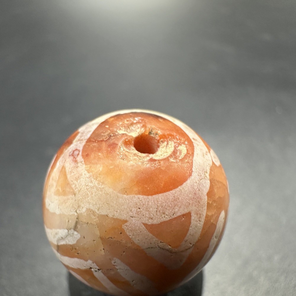 Antique Etched Carnelian Agate Beads Amulet