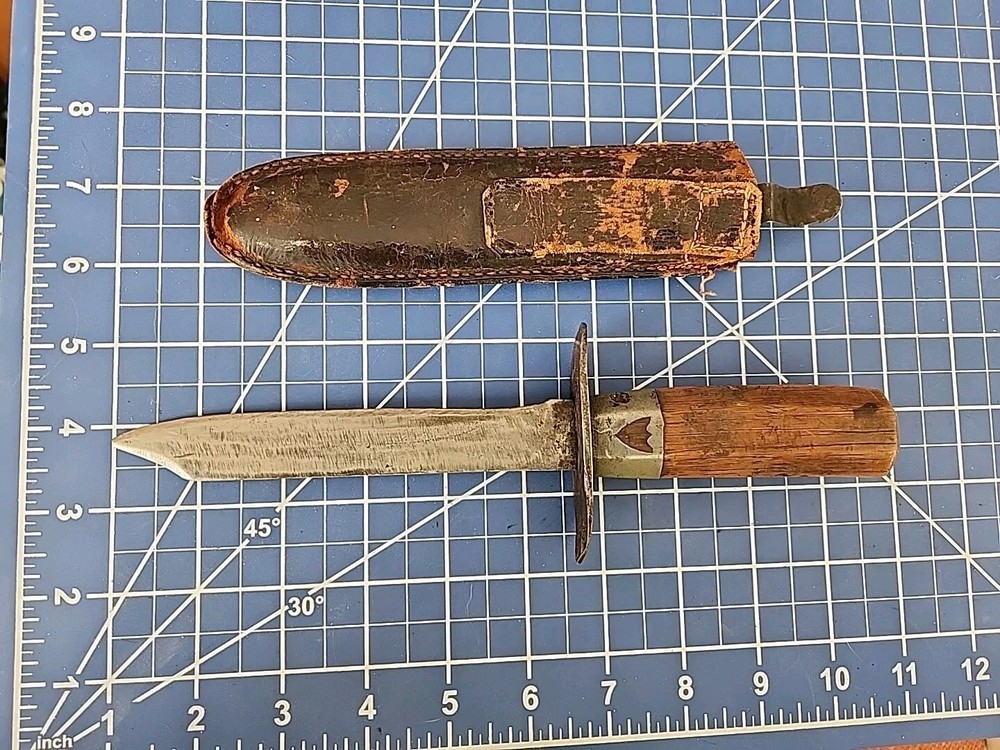 Antique D.E. Perry Handmade Custom Fighting Knife With Sheath! 1887!