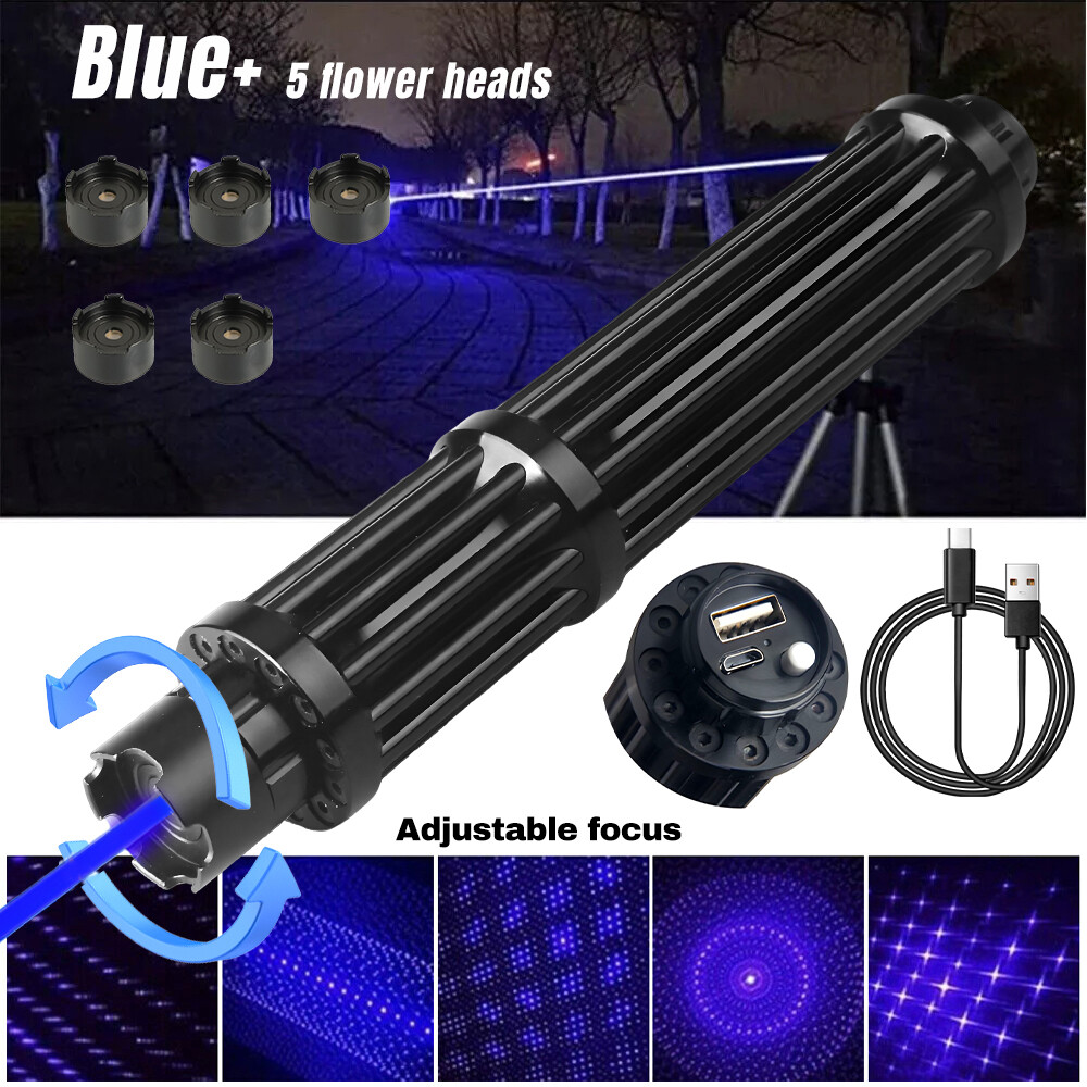 Adjustable Blue Laser Pointer Visible Star Light Beam Dot Light with 5 Head