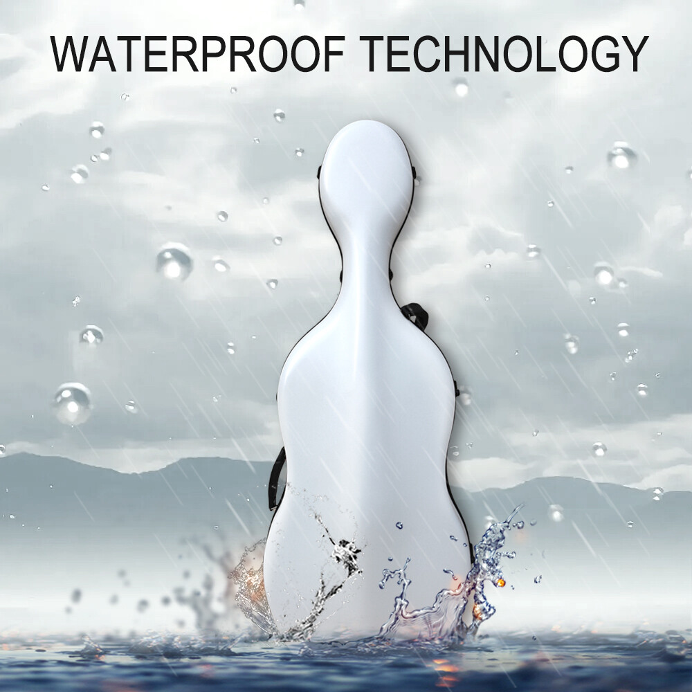 Cello Case 4/4 with Wheels and Embedded handle Hard shell Waterproof white