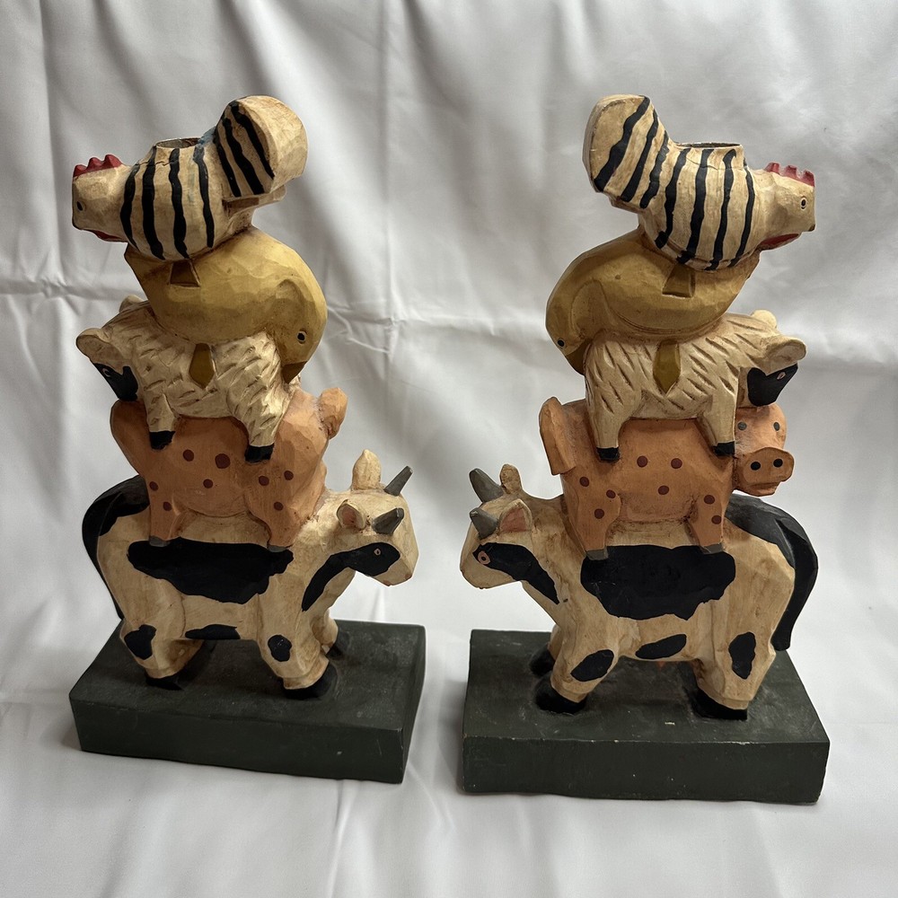 Farm Animals Statue Candle Holder 10"