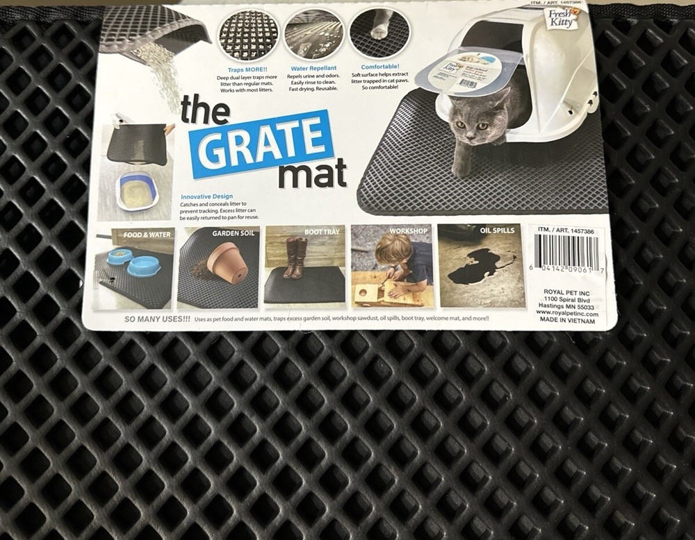 Fresh Kitty Original Premium Durable Grate Litter Cat Mat, Large, No