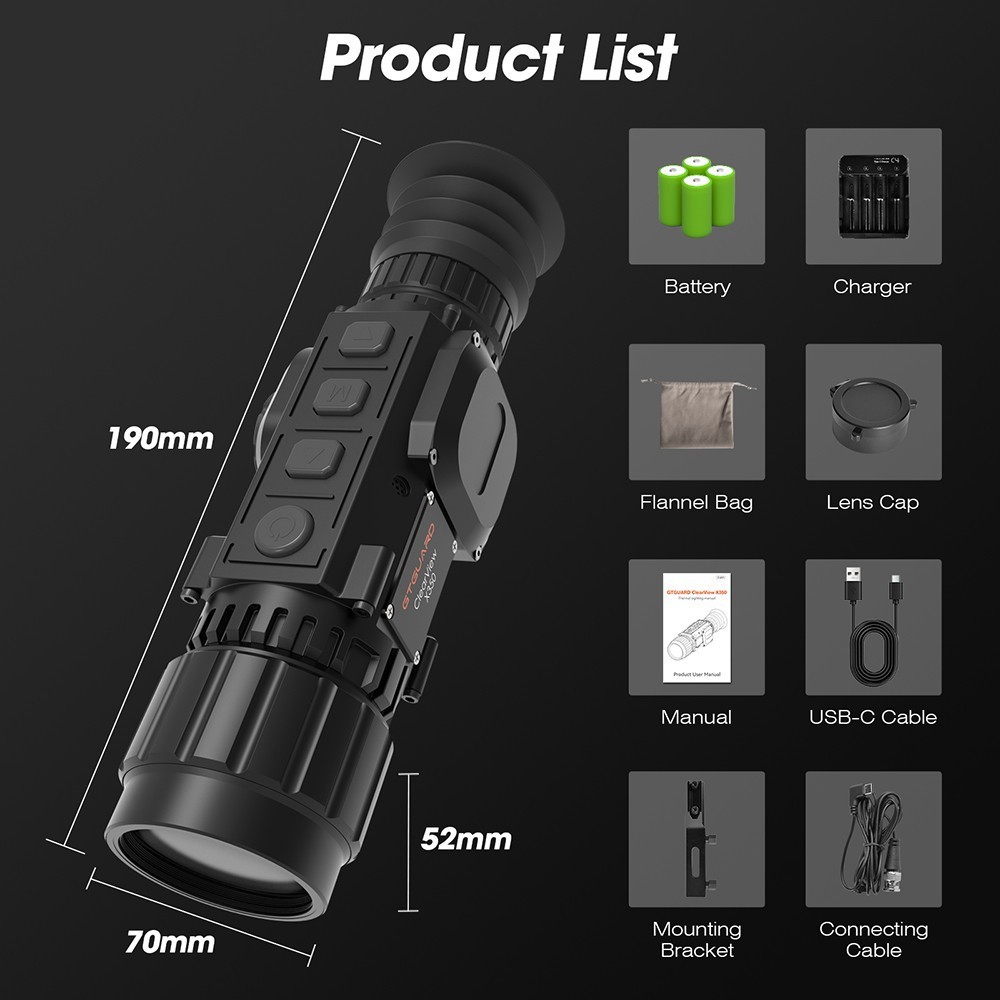 GTGUARD Thermal Scope 384x288 Multi Purpose Mountable Thermal For Rifles Scope