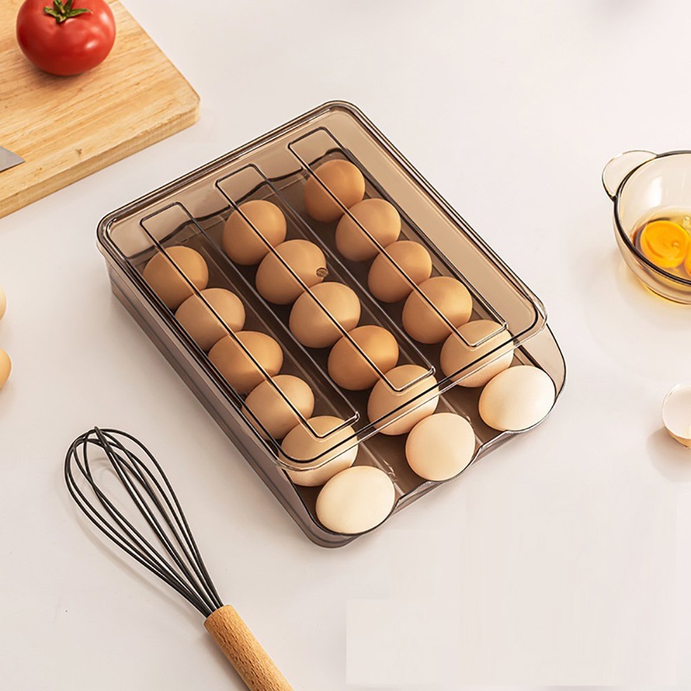 Acrylic Kitchen/Fridge Gravity Egg Dispenser Tray - Holds 18 Eggs - Stackable