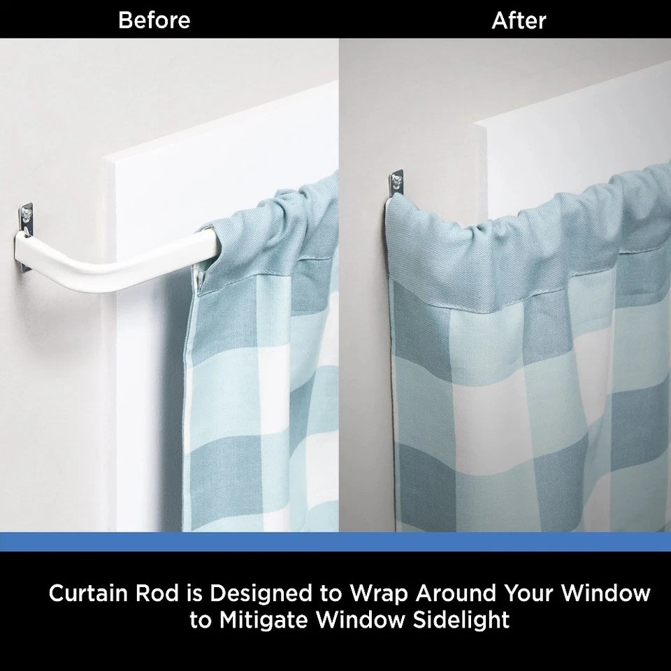 (6 pack)2"Basic Metal Wrap Around Adjustable Curtain Rod,28-46"Adjustable Length