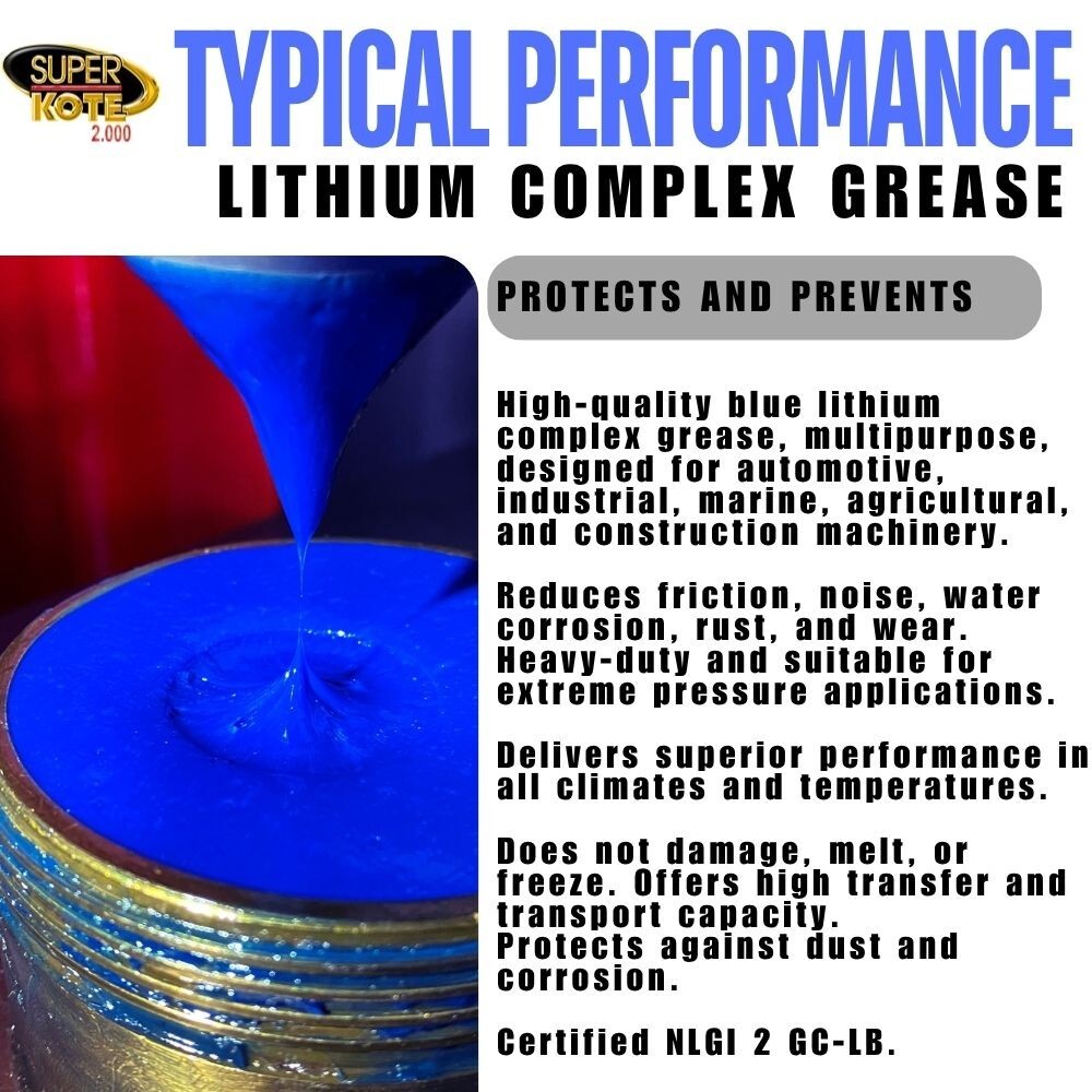 Lubricant Grease Superkote 2000/ Lithium Complex /EP/ Multipurpose / Blue / 1lb