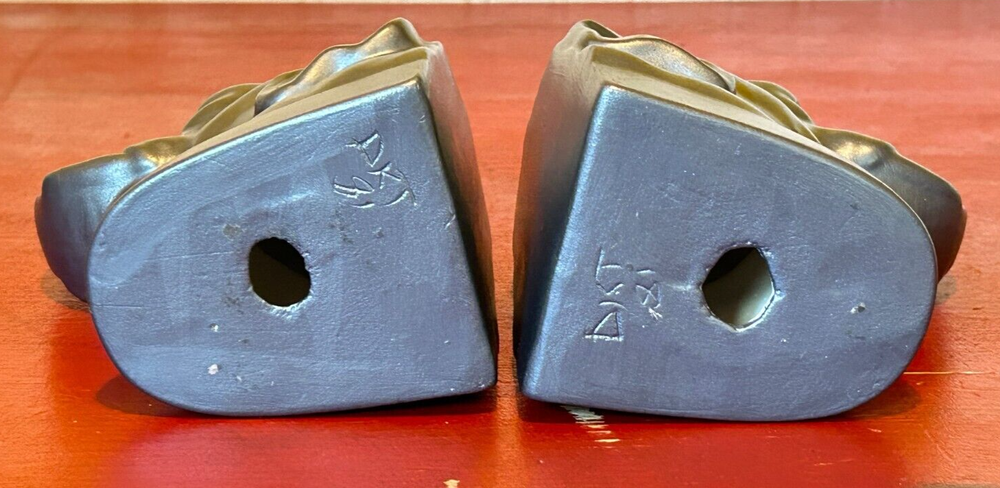 Ceramic Trunks Up Gray Elephant Head Bookends 1981