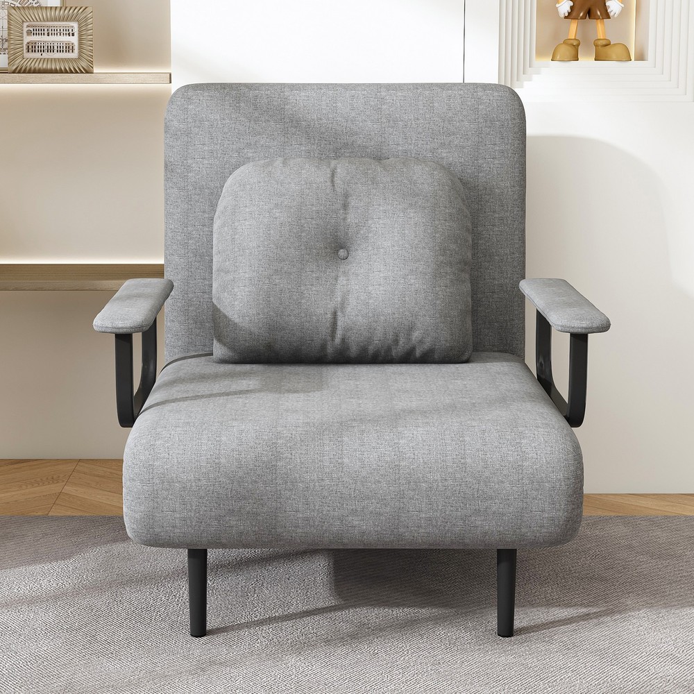 5-in-1 Convertible Sofa Bed Chair Adjustable Backrest Folding Sleeper Grey