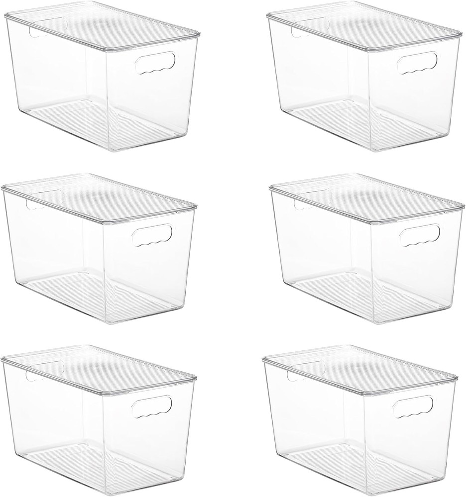 6-Piece Clear Stackable Storage Container Set (with Lids)