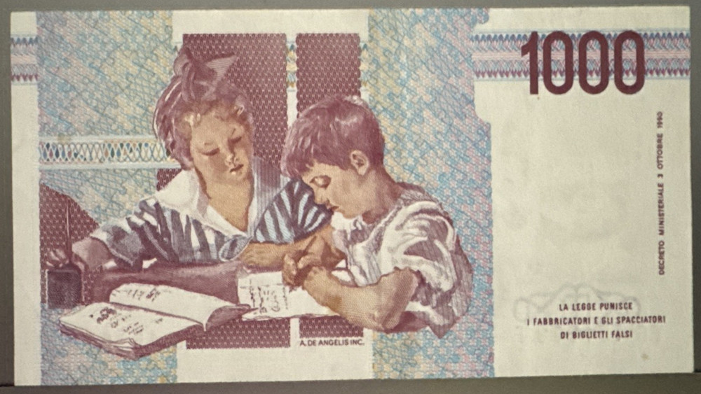 Italy 1000 Lire 1990 Banknote