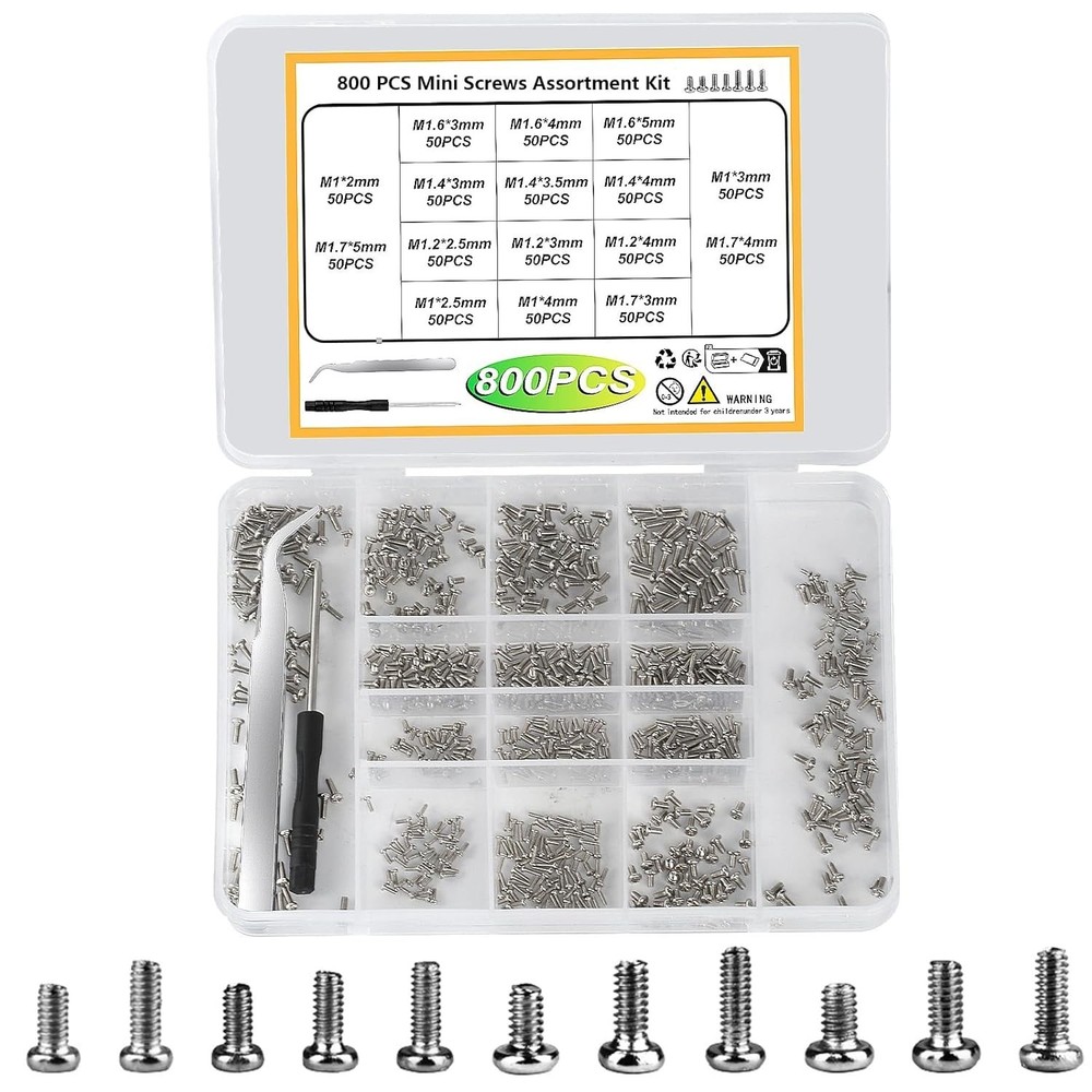 Tiny Screws for Electronics, 800 pcs Mini Micro Small Phillips Pan Head Machi...