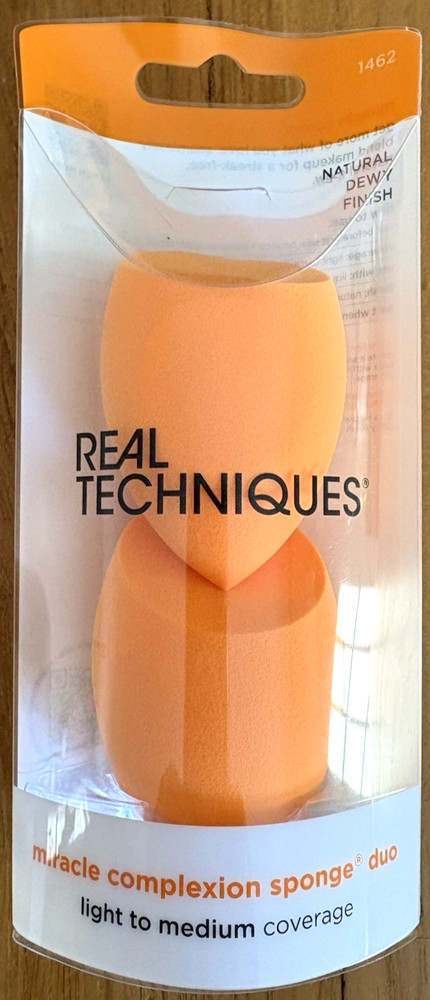 Real Techniques Miracle Complexion Sponge Duo 2 Count Makeup Blender Sponges NIB