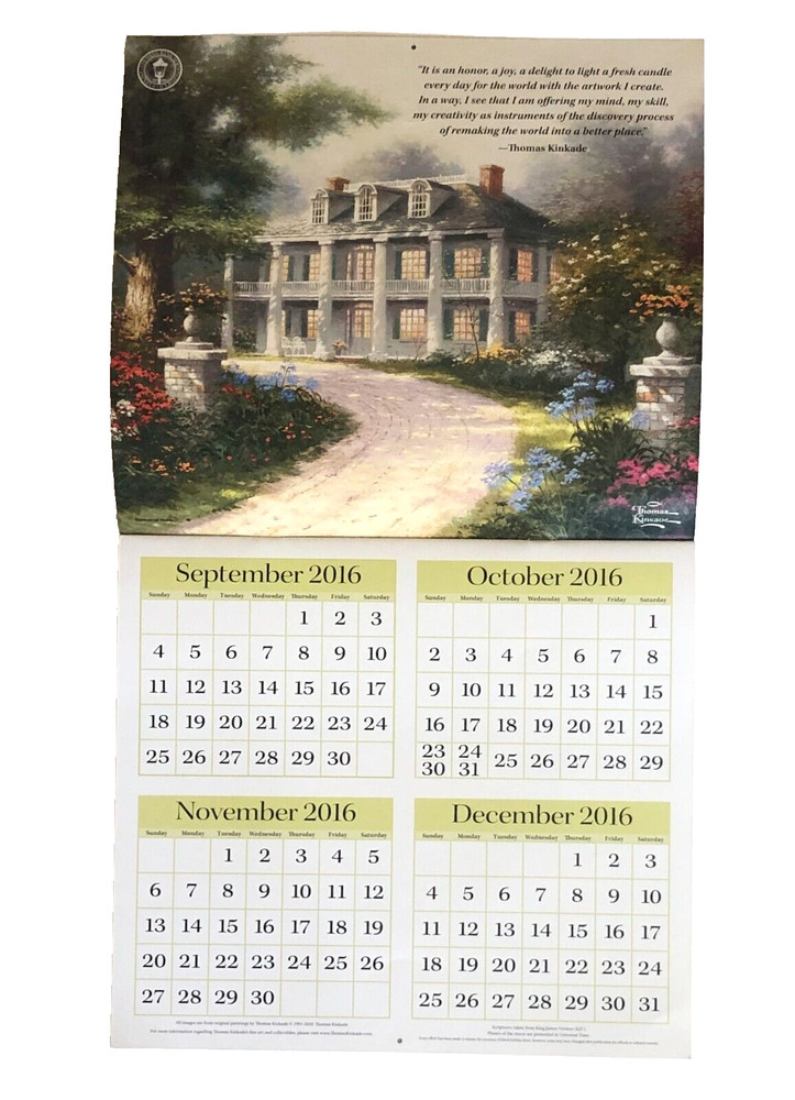 2017 Thomas Kinkade Scripture Calendar Painter of Light Large Wall Format Art