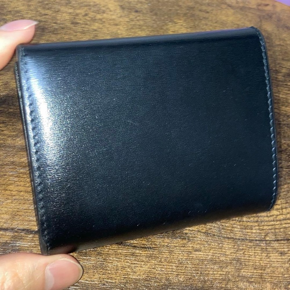 CELINE black three fold wallet small flap wallet Triomphe From Japan