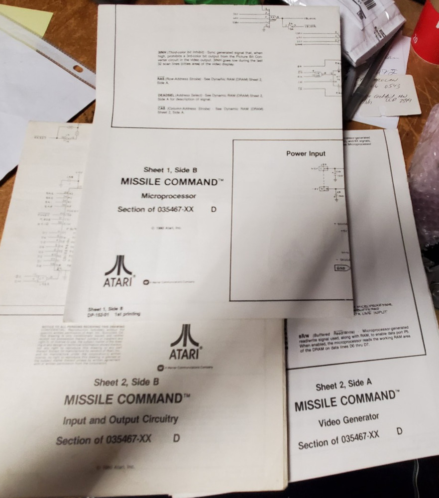 Atari MISSILE COMMAND Arcade Video Game Schematics-2 Large Fold Out Sheets!