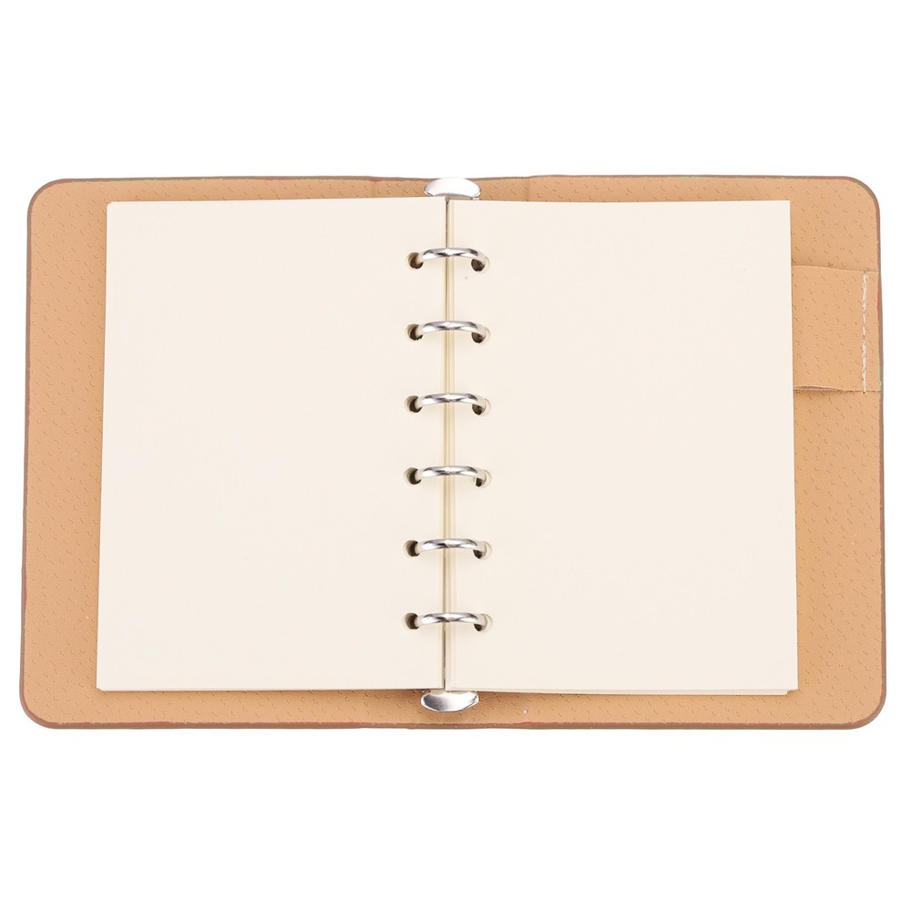 6 Ring Binder Cover A7 Leather Notebook Binder with 50 Sheets Paper, Brown
