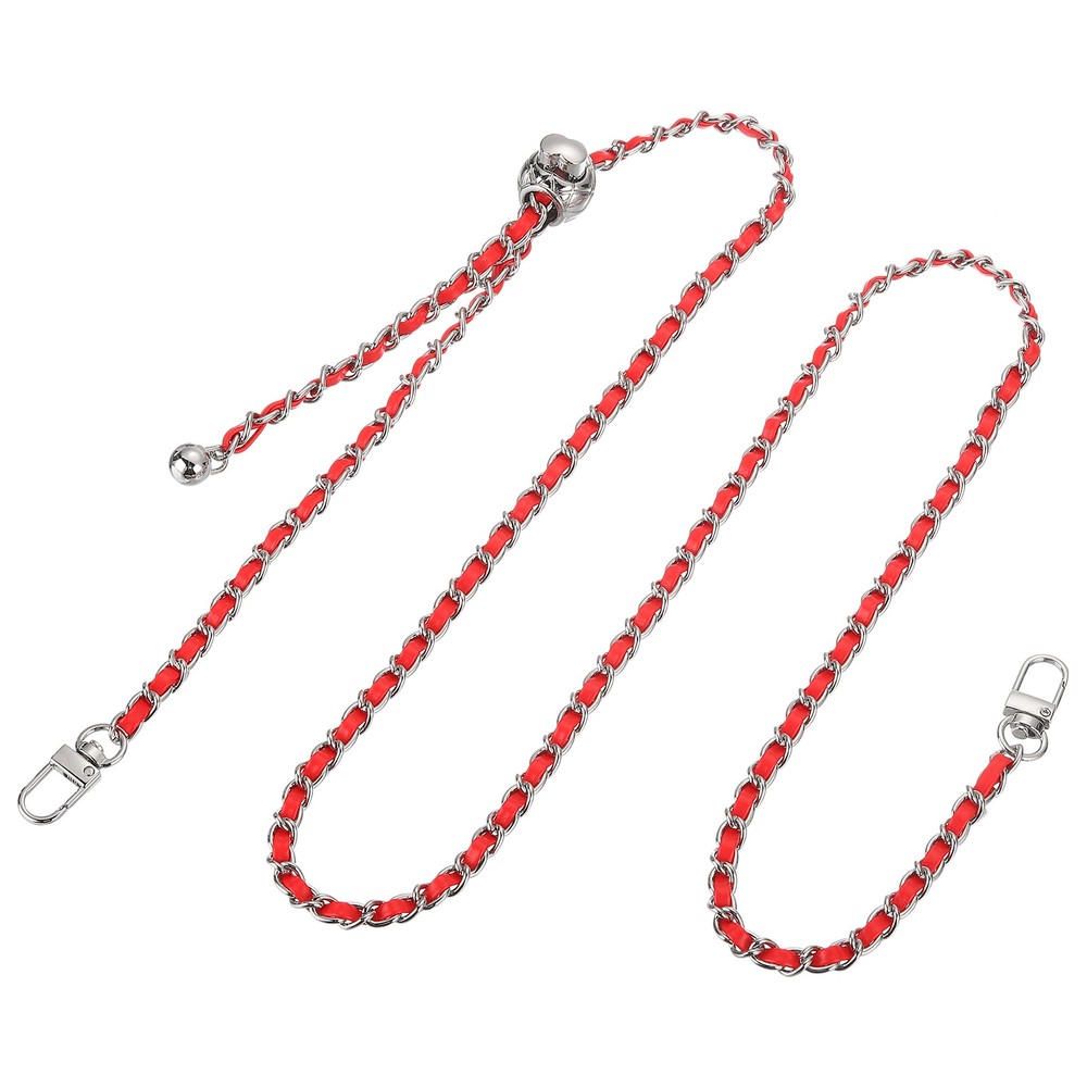 Purse Chain Strap, 53 Inch Adjustable Chains Strap Red/Silver