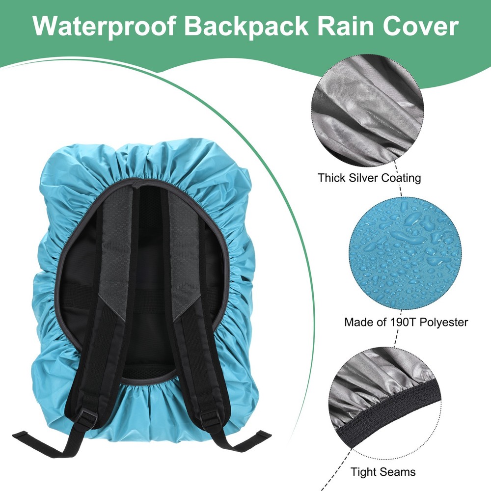 65L-75L Backpack Rain Cover with A Vertical Reflective Strap [Lake Blue]