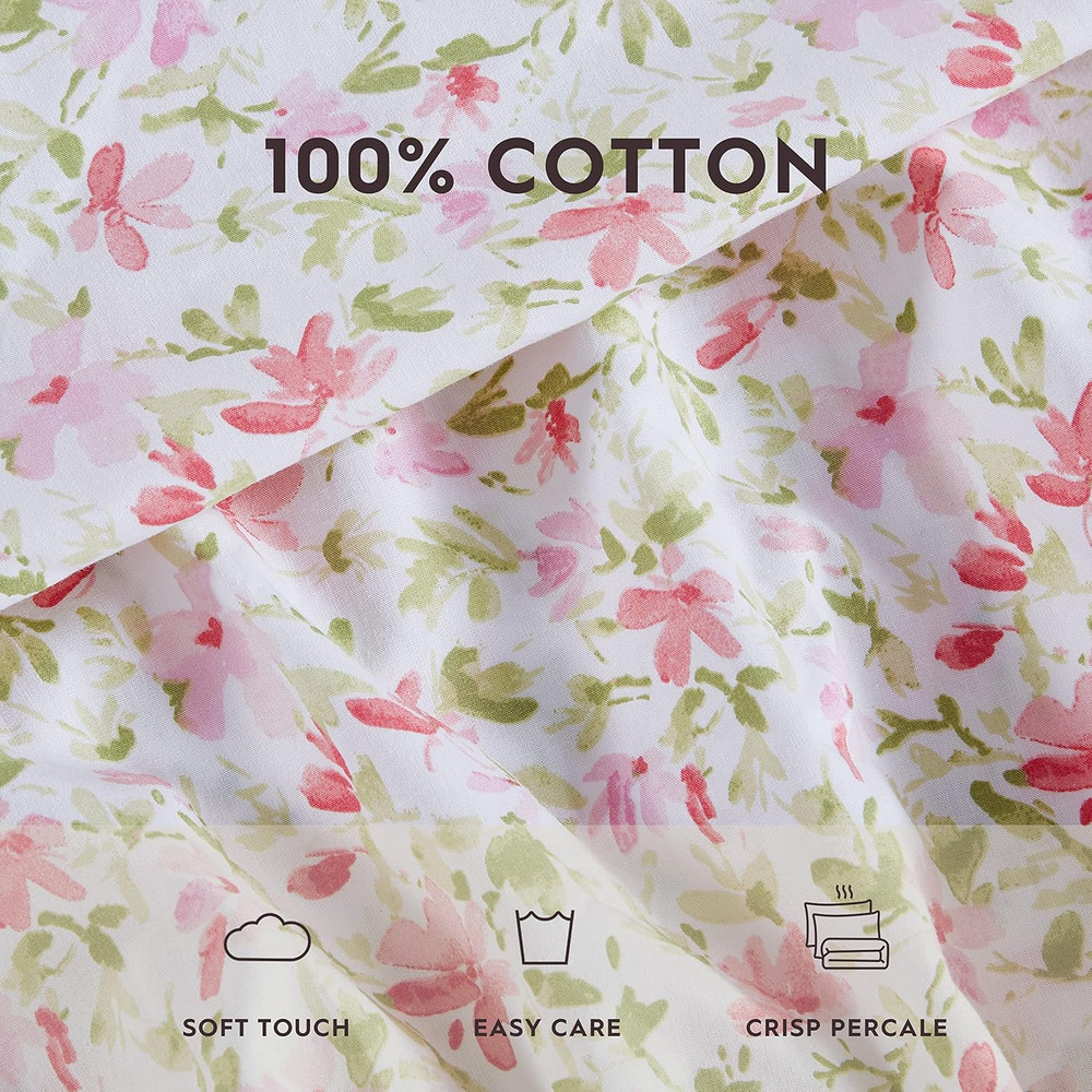 - Queen Sheets, Cotton Percale Bedding Set, Lightweight & Breathable Home Decor