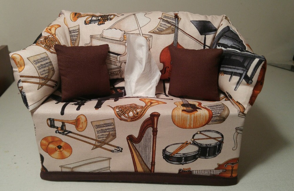 Musical Instruments Tissue Box Cover Handmade