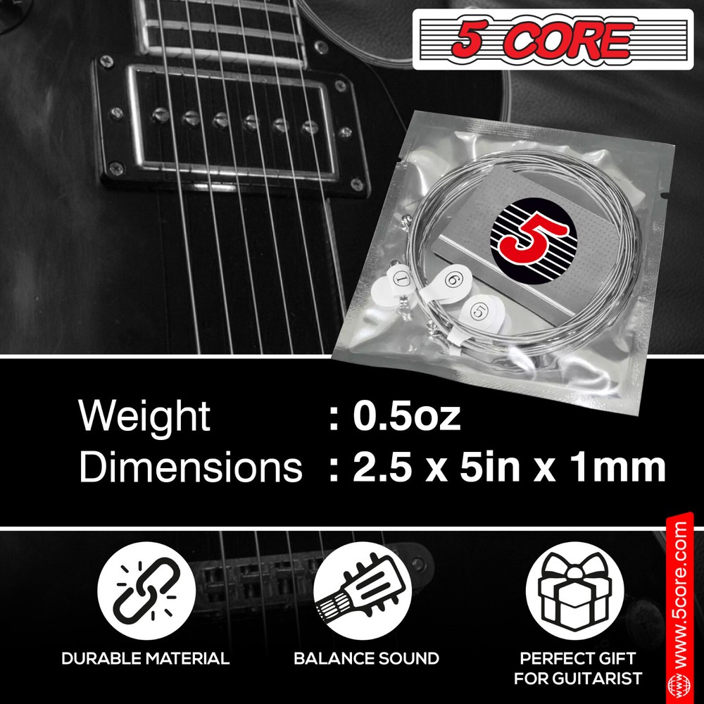 5 Core Bass Guitar Strings Extra Light Gauge Bright & Powerful Tone 6 String Set