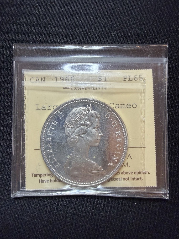 1966 Silver Dollar PL-65 Large Beads Coin Iccs Cameo