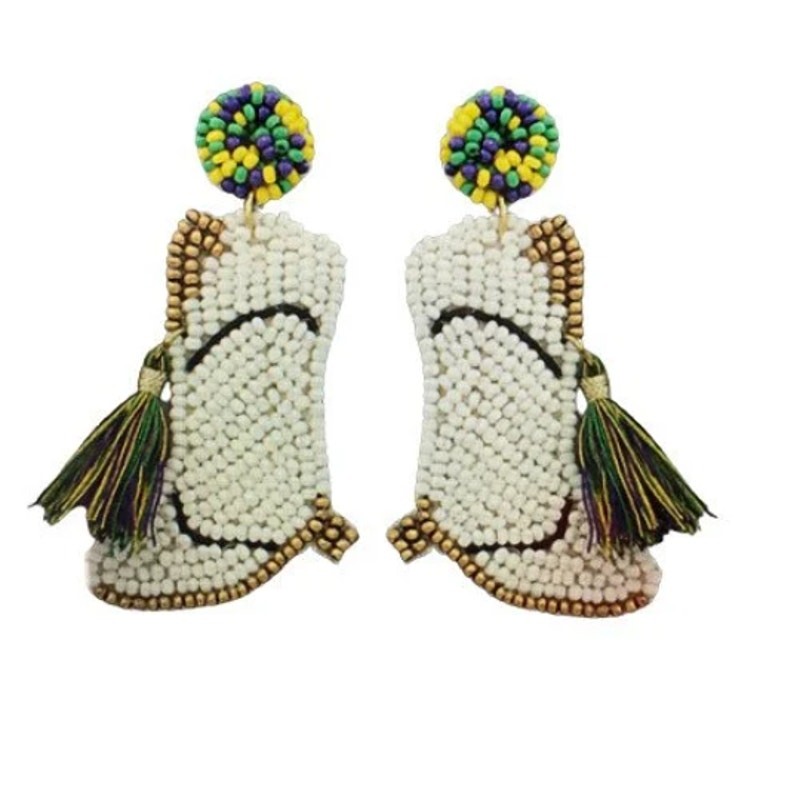 Mardi Gras Marching Boot Earrings