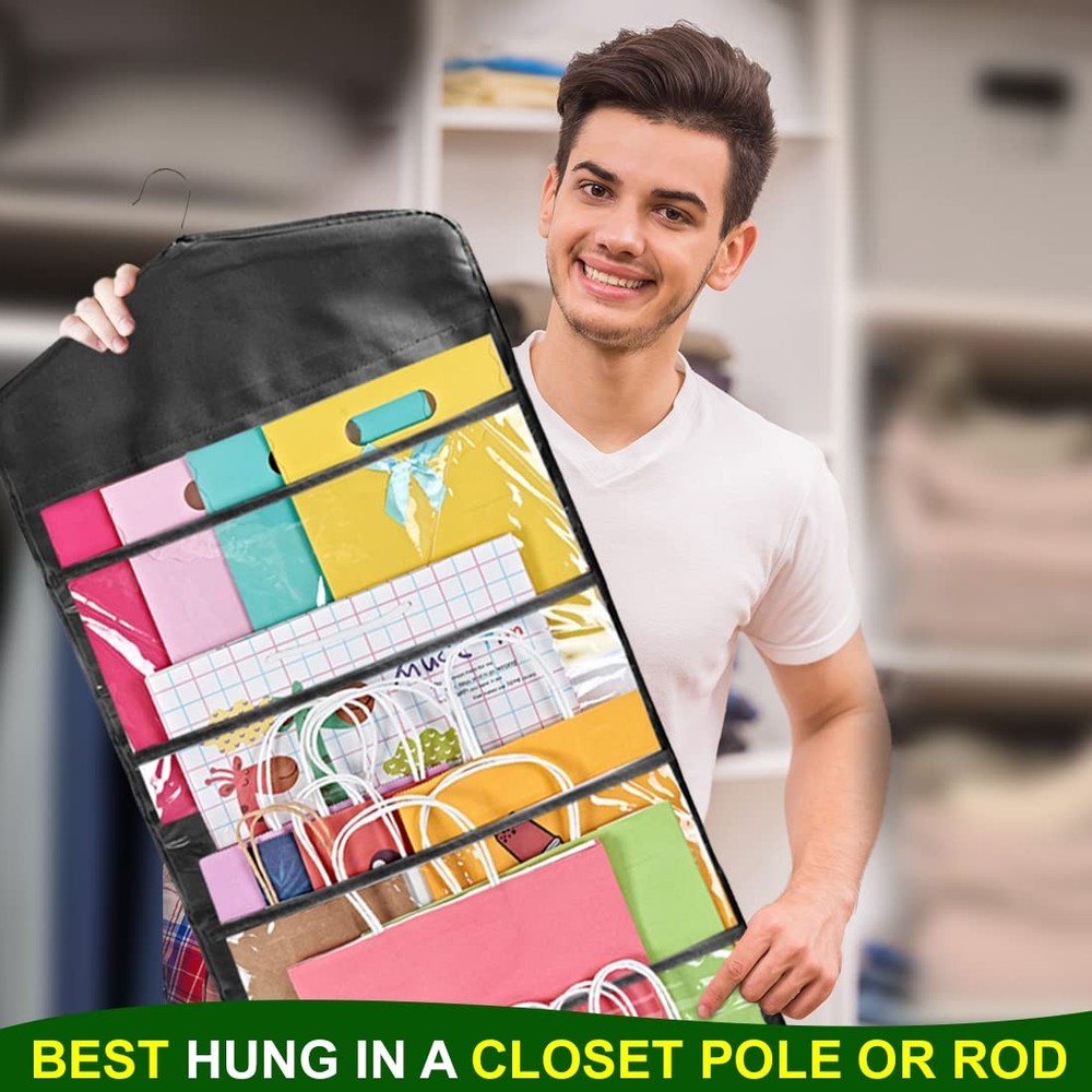 Hanging Double Sided Gift Bag Storage Organizer with Multiple Front and Back ...