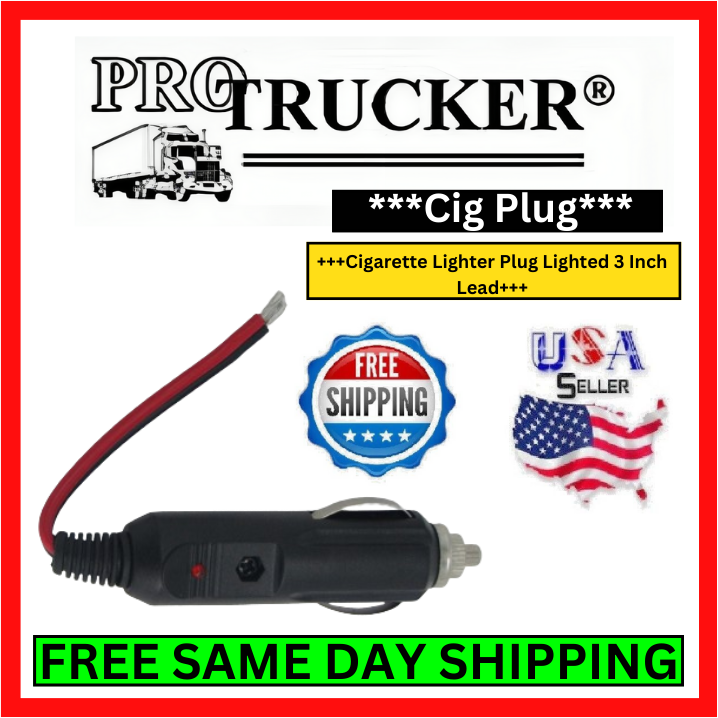 Pro Trucker 12V Replacement Cigarette Lighter Plug Power Adapter w/ LED Light