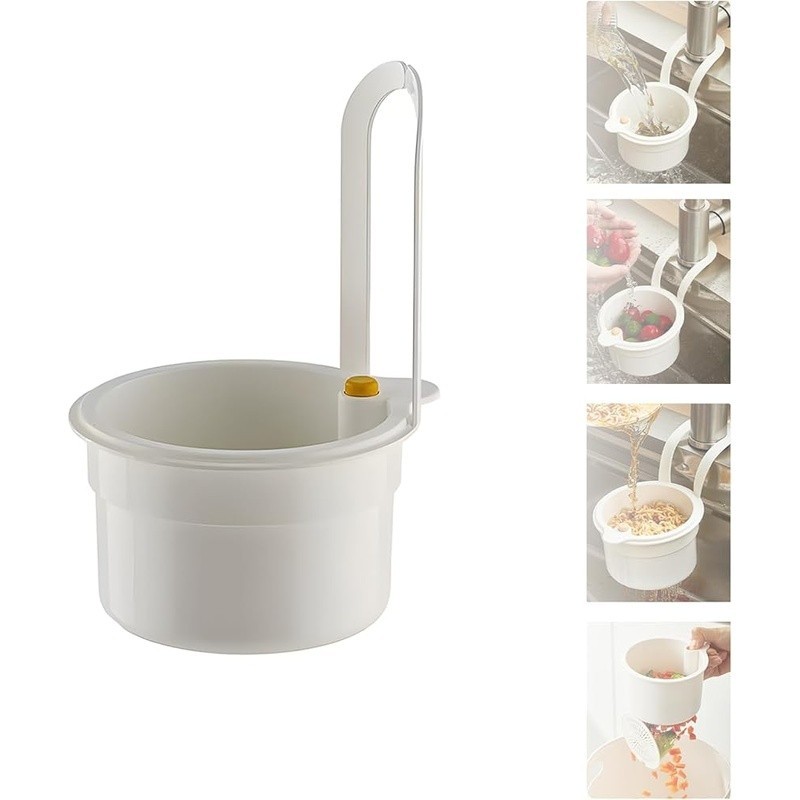 Touch Free Kitchen Sink Strainer Push Dump Efficient Drain Basket Storage Rack