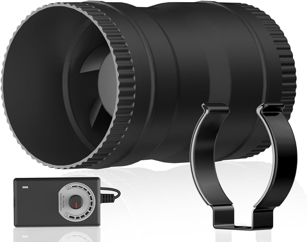 Hon&Guan 3 Inch Inline Blower Fan with Speed 3 Basic, Black Basic