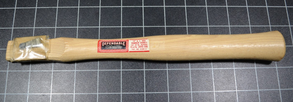 DEPENDABLE - O. P. LINK HANDLE CO - 14" A. E. NAIL HAMMER HANDLE - HICKORY - NOS