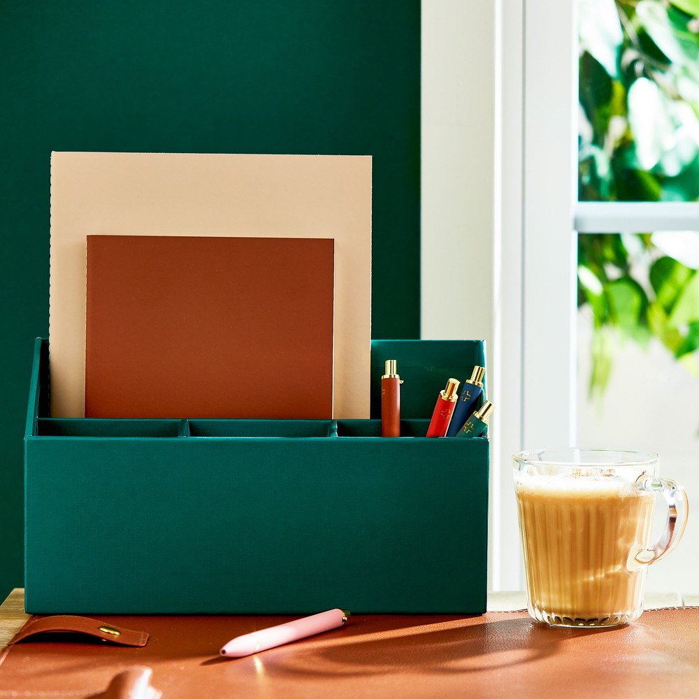 Pen+Gear Desktop Organizer, 4 Compartments, Green Emerald