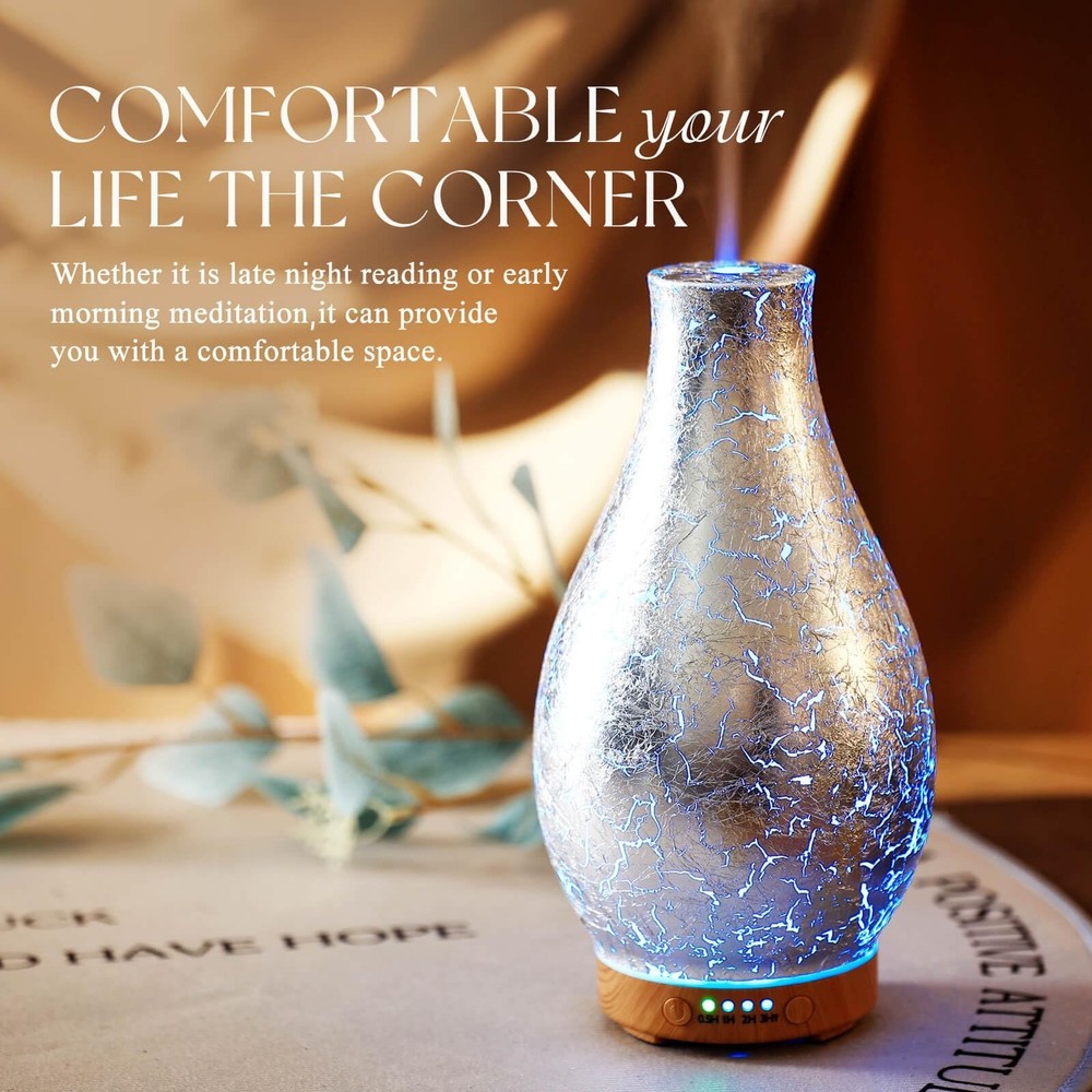 Porseme 100ml Silver-Plated Volcano Essential Oil Diffuser 3D Glass - Elegant...