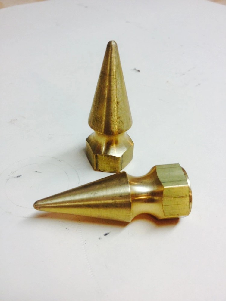 2  BRASS SPIKE NUTS 5/16"-24 Harley mirror mount - USA MADE - SOLID BRASS