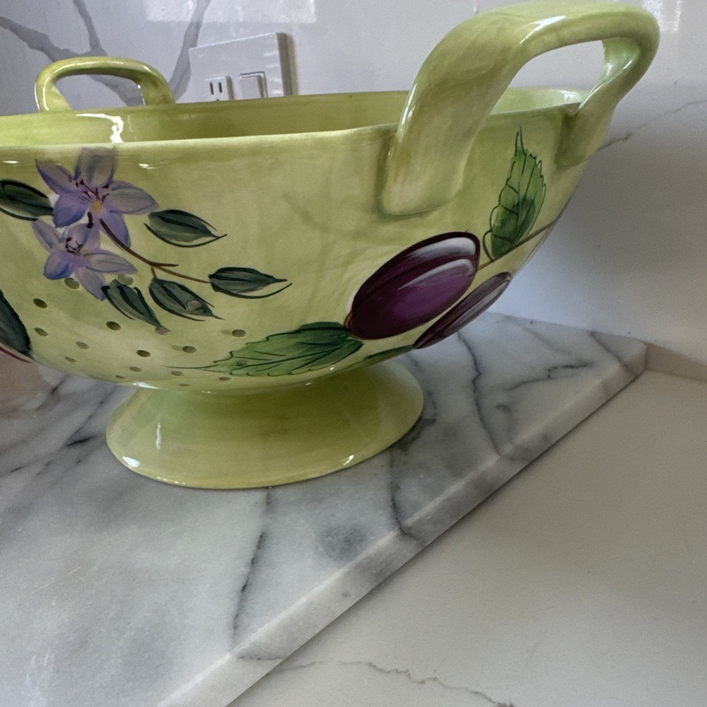 Vintage Ceramic Claire Murray Fruit Berries Strainer Colander Artificial Fruit