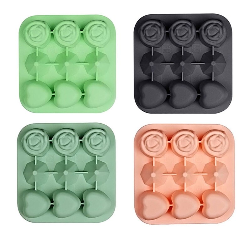 Easy Release Rose Heart Diamond Ice Cube Molds Silicone Ice Maker Easy to Clean