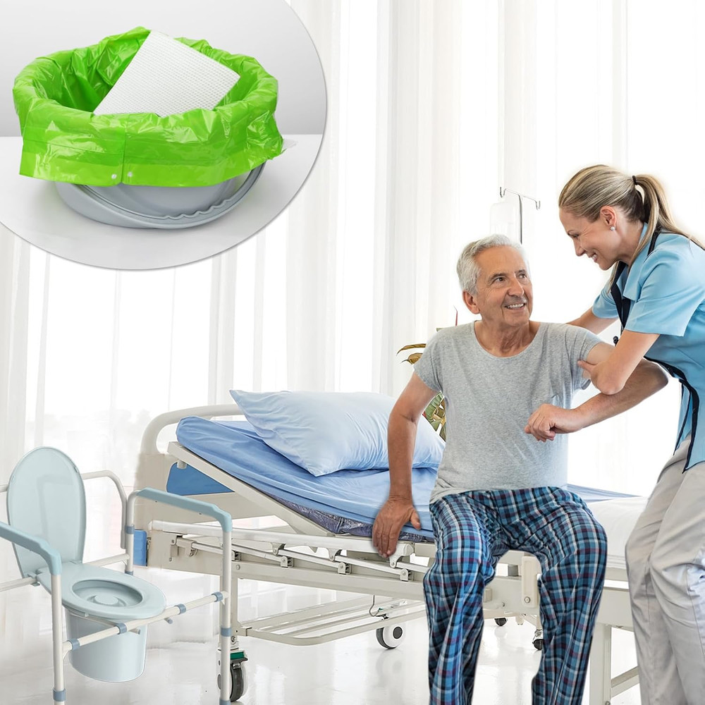 Bedside Commode Liners with Absorbent Pads, Disposable Commode Bags/Pads, Scente