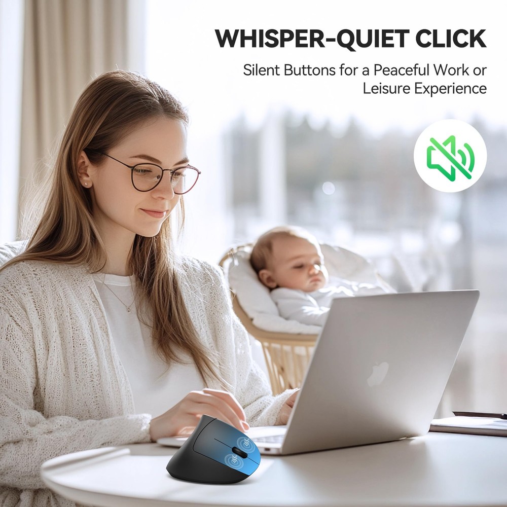 Ergonomic Mouse, Jiggler Bluetooth Wireless Vertical Mouse, 4800 DPI Silent M...