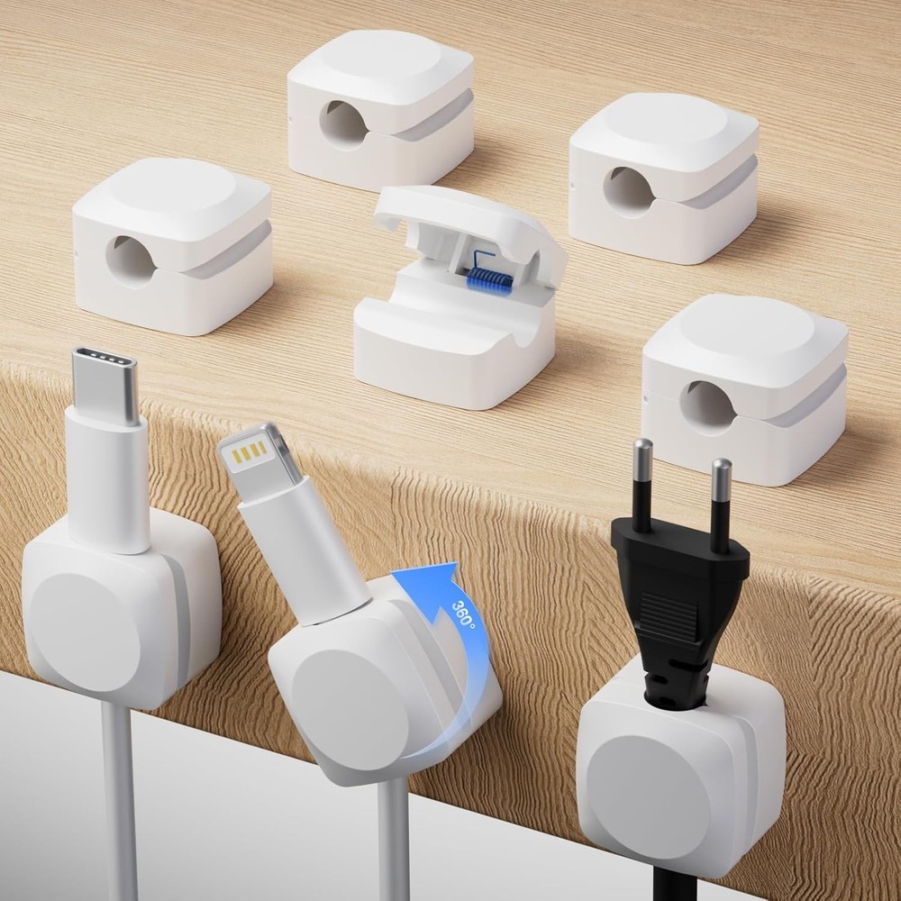 Rotatable Cord Organizer, Enhanced Spring Cable Clips, Strong Adhesive