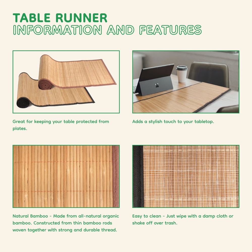 Bamboo Slat Table Runner - Brown or Black BambooMN Wholesale
