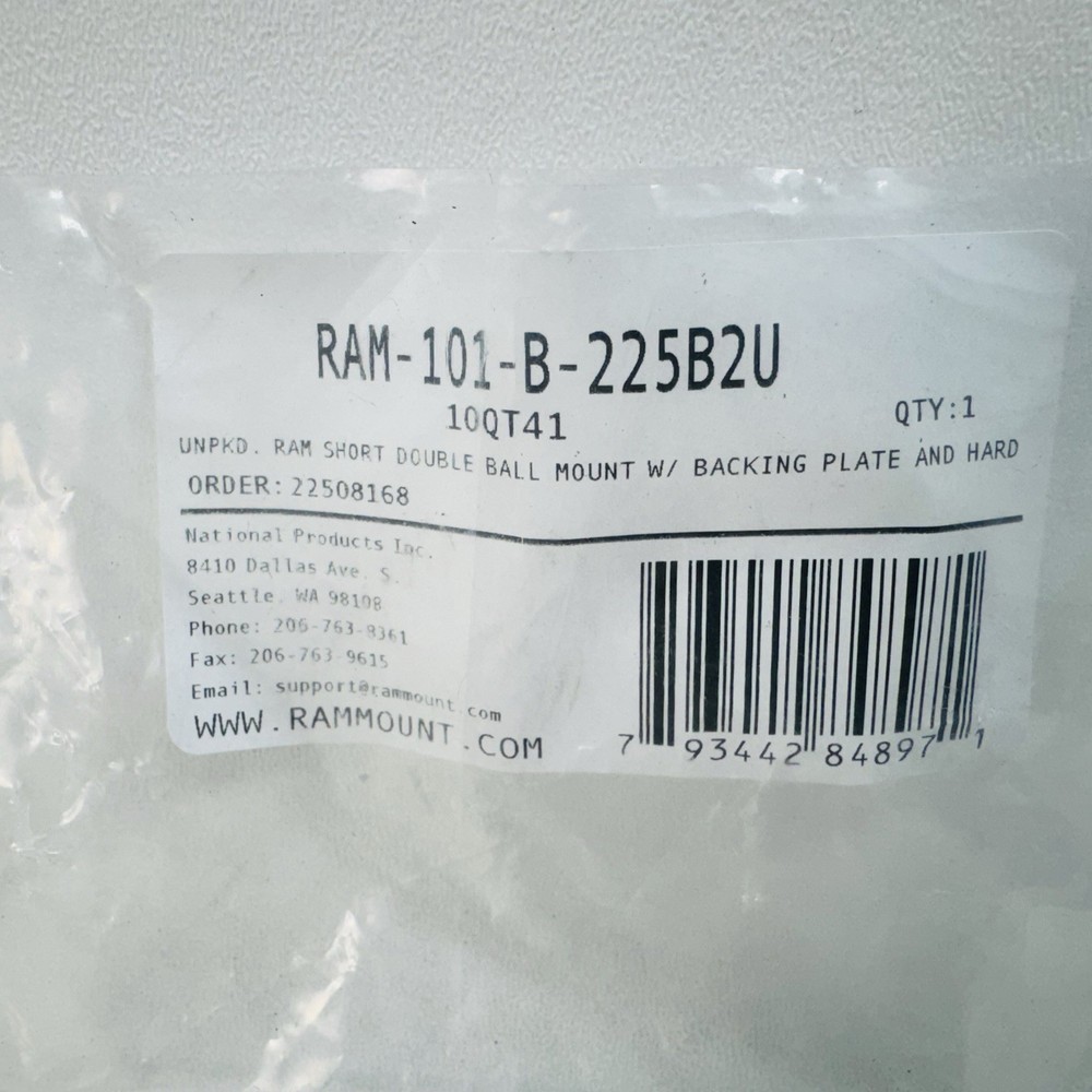 RAM-101-B-225B2U RAM Drill-Down Dashboard Mount with Backing Plate - Double Ball
