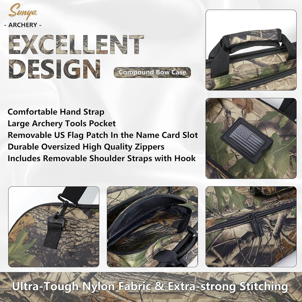Compound Bow Case Soft Padded Archery Bag with Molle System Camo Travel, Fun