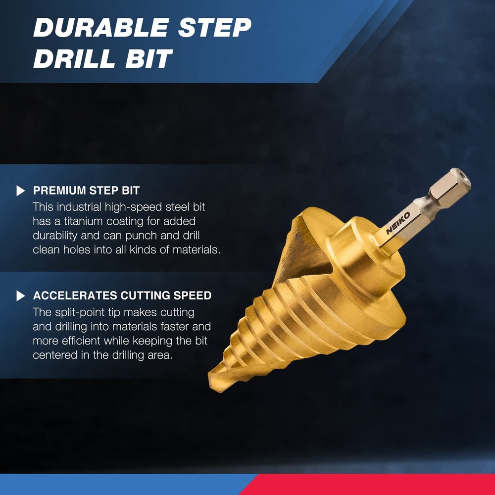 NEIKO 10174A Quick Change Spiral Grooved Step Drill Bit | 10