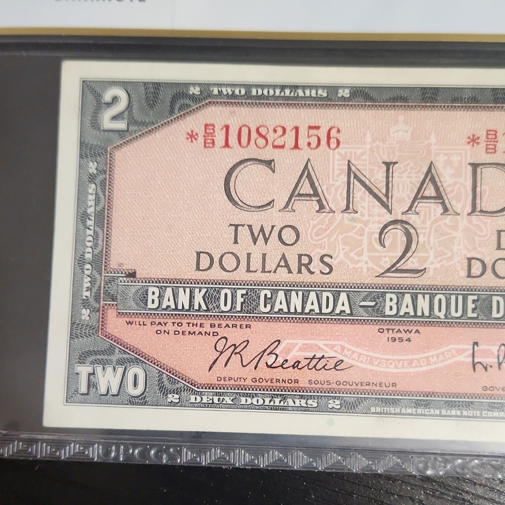 1954 Canada $2 Replacement Note PCGS Graded 55 About UNC Certified Banknote