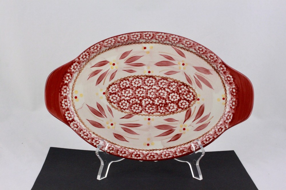 TEMPTATIONS PRESENTABLE OVENWARE BY TARA OLD WORLD RED PLATTER 10 3/8 - MINT