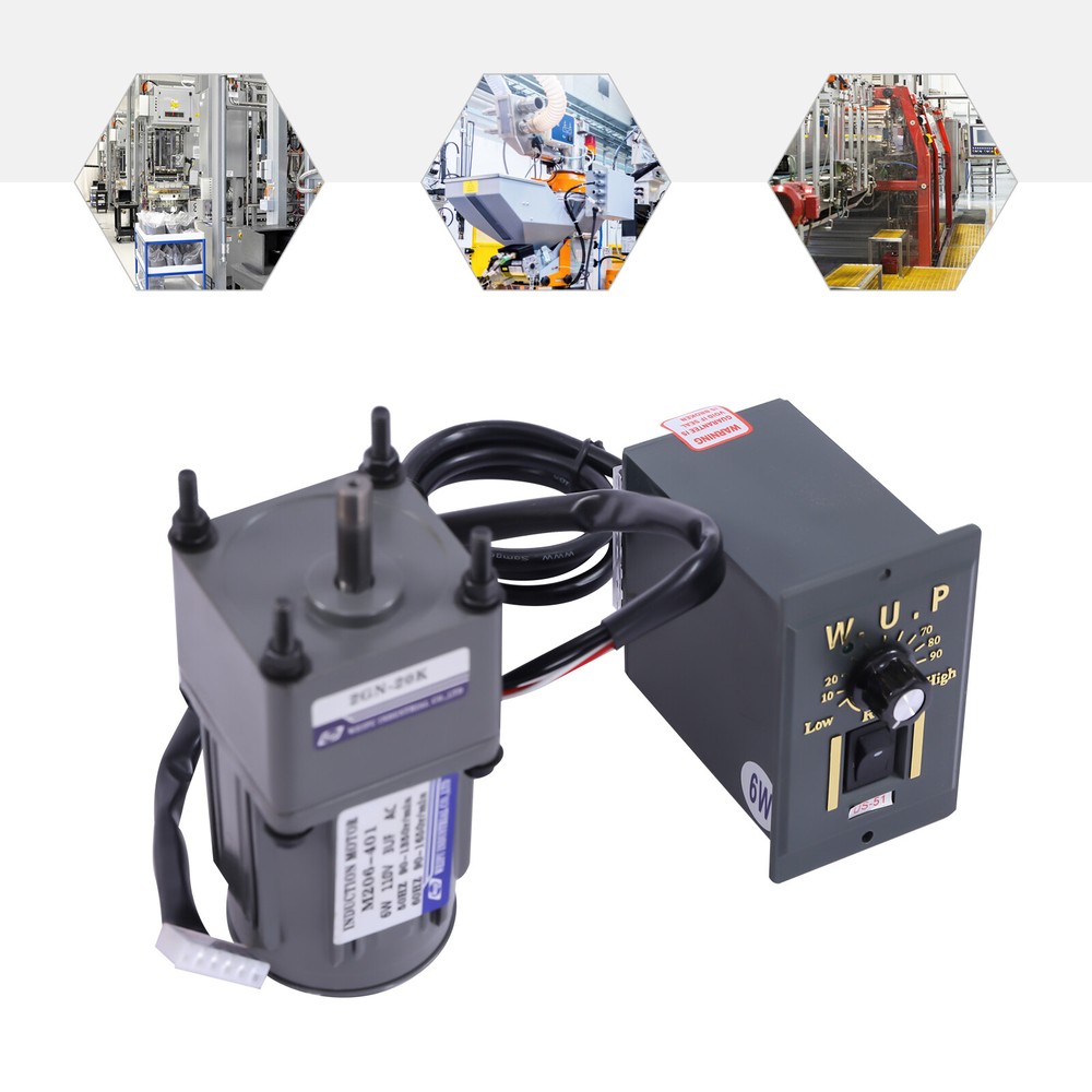 110V Gear Motor with Speed Controller Adjustable Speed Regulator (20K)