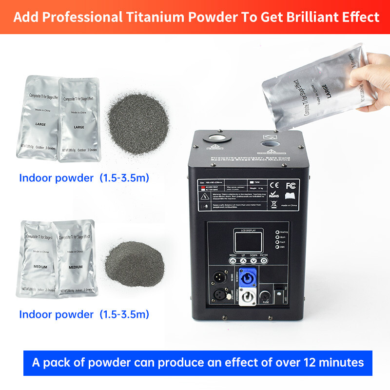 4PCS LCD Cold Spark Firework Machine 750W Stage Effect DMX with Flight Case