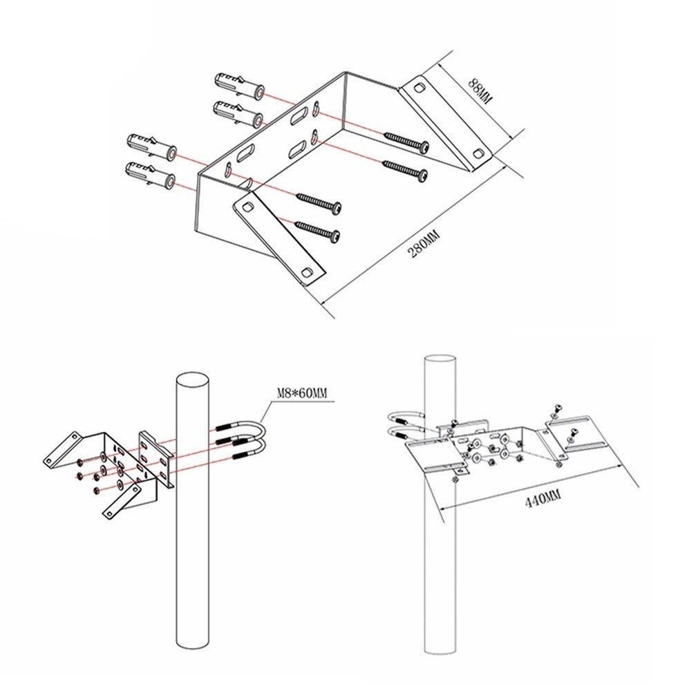 Steel Adjustable Solar Panel Mount Bracket for Pole and Wall Installation